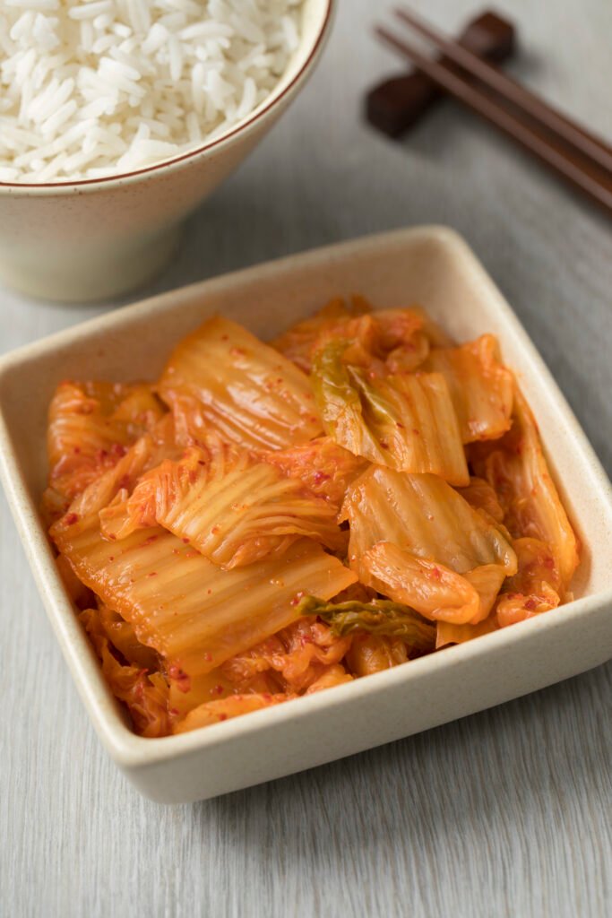 bowl with traditional korean kimchi